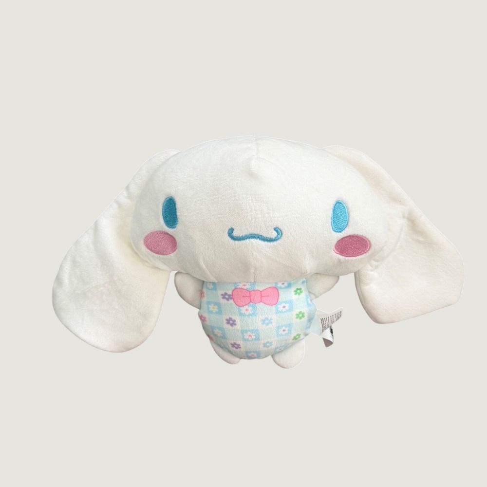 Sanrio Cinnamoroll Plush Small Blue Floral Checkered Outfit White 2025 Jazwares